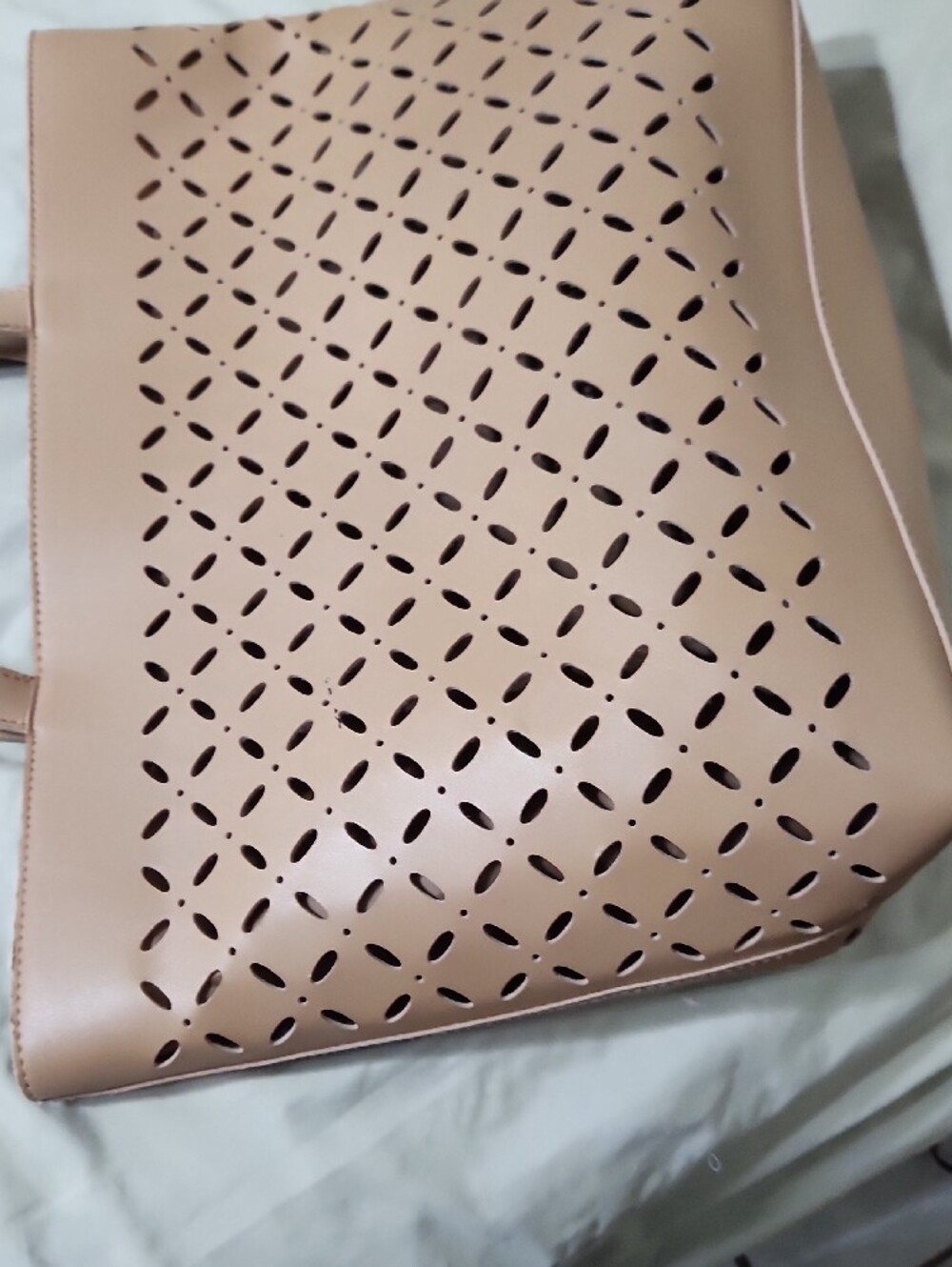 Oscar de la Renta Pale Pink Perforated Tote - Picture 6 of 11